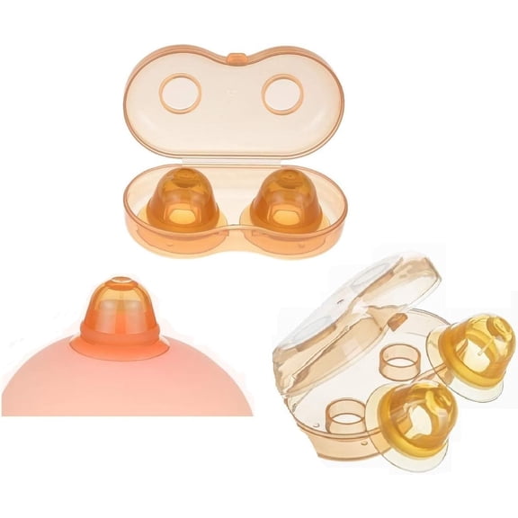 XIRQI Nipple Sucker Corrector for Inverted Puller Or Extender Latch Assist Suckers with Dustproof Case for Woman Mother Breast Feeding Breastfeeding Brown Color (2 Pairs)