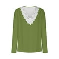 thumbnail image 4 of Timegard Hauts pour Femmes à Manches Longues en Dentelle à Col en V T-Shirts d'Automne Confortables Chic Décontracté Hauts Amples Blouse, 4 of 6