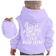 thumbnail image 4 of FINALGANG Girls Hoodies Casual Letter Printed Long Sleeve Hooded Pullover Top With Pocket Girl Casual Casual Daily Party Photoshoot Sweatshirt,Purple,160, 4 of 4