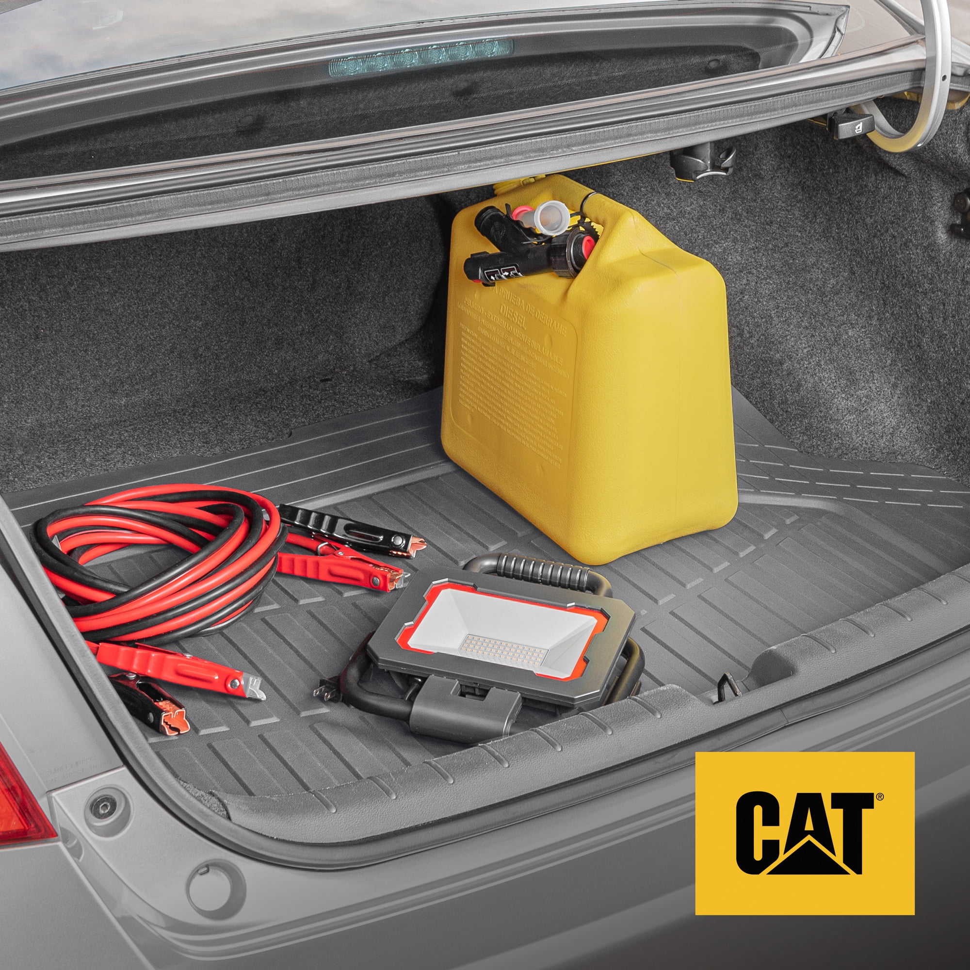 Cat® ToughRide Heavy Duty Rubber Floor Mats & Cargo Trunk Liner for Car SUV Van Sedan, Gray