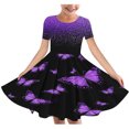 thumbnail image 1 of QIPOPIQ Robe d'Été pour Fille Art Van Gogh Impression 3D Col Rond Manches Courtes T-Shirt Robe Évasée Liquidation, 1 of 5