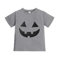 thumbnail image 3 of Gunia Halloween Kids Tshirts Cotton Pumpkin Graphic Print Short Sleeve Crew Neck Casual Thanksgiving Tees Tops Toddler Boys Girls T Shirts Grey 1-13 Years, 3 of 5