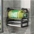thumbnail image 3 of Black Countertop Dishcloth & Sponge Holder - No-Drill Kitchen Storage Organizer for Towels, Drainage Rack with Space-Saving Design, Durable Wall-Mounted/Tabletop Versatile Shelf (Little Swan Style), 3 of 6