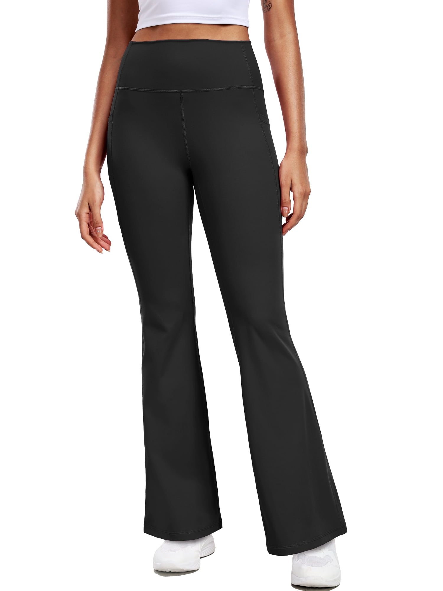 NELEUS ButterSoftFlex Womens Flare Leggings Athletic Yoga Workout Pants Bootcut High Waist with Side Pockets,Black,US Size XL