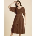 thumbnail image 2 of Moomaya V Neck Solid Rayon Short Sleeve Maxi Dress - Women's Boho Maxi Dress, 2 of 9