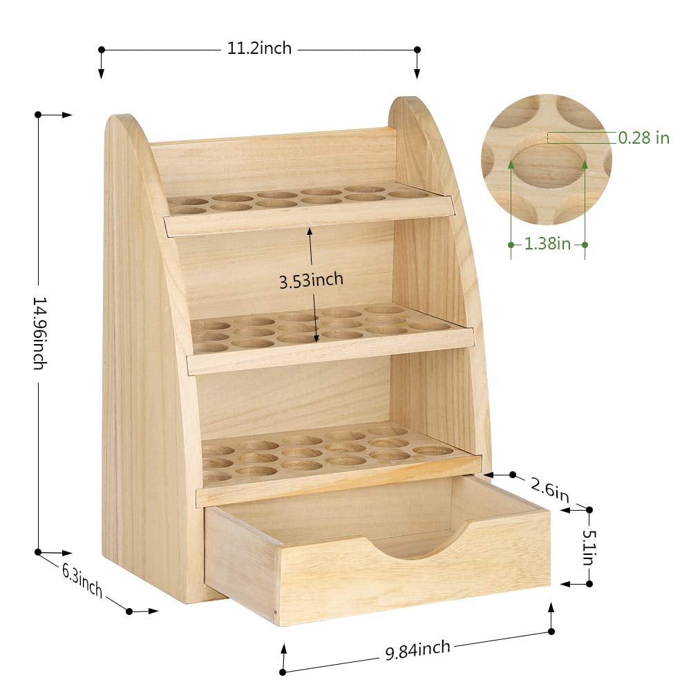 FILFEEL Essential Oil Storage Box, 90 Slots Three-tiered Essential Oil  Bottle Container Wooden Storage Case Box Organizer Table Beauty Display  Tool