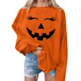 thumbnail image 1 of Women's Casual Fashion Halloween Print Long Sleeve O-Neck Sweatshirts Pullover Top, 1 of 6