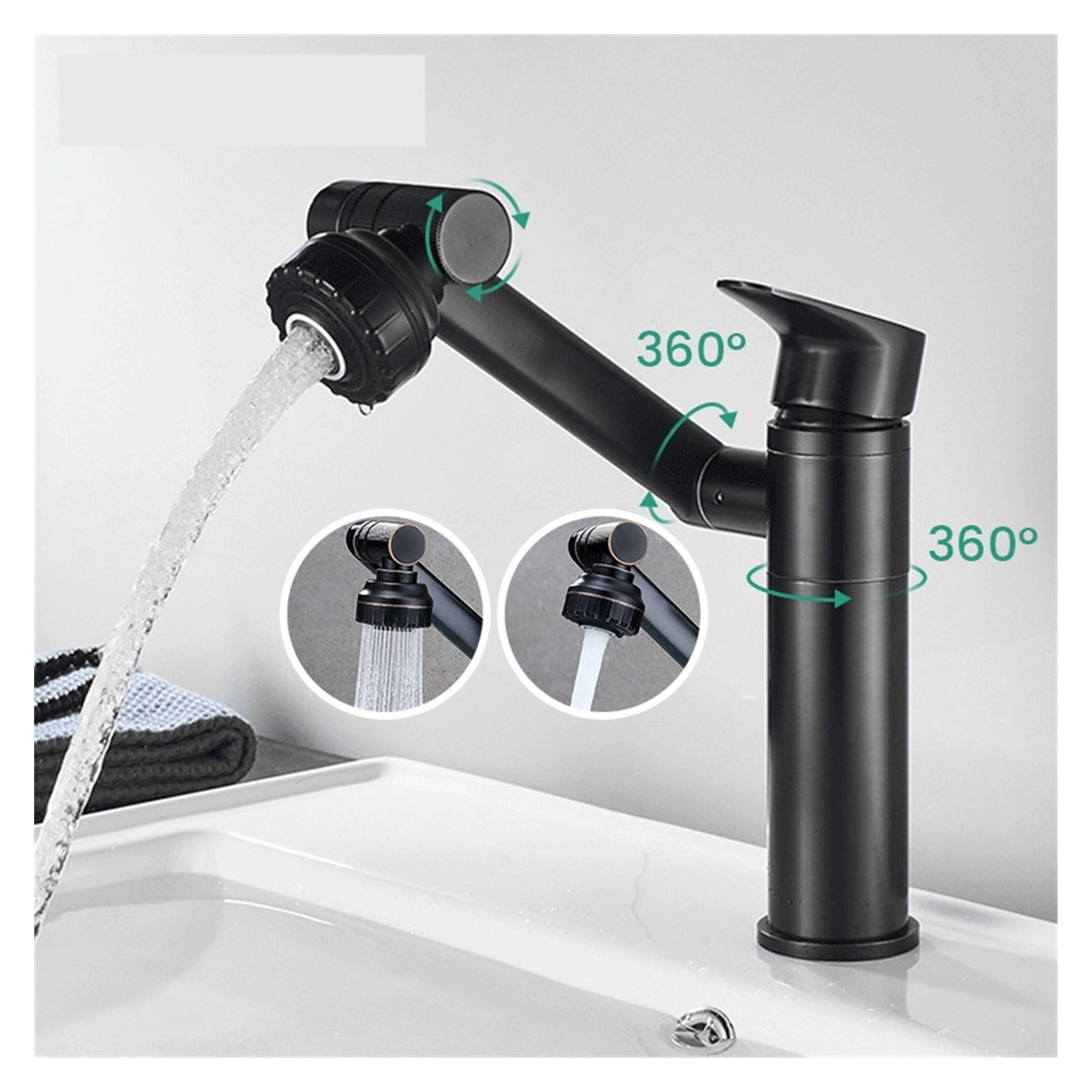 1080 Degree Basin Faucet Kitchen Sink Faucet Bathroom Faucet Mixer Aerator 2 In 1 Black Tap Heated Faucet Mixer Tapware Used In Kitchen Sink Faucets ,Water Saving