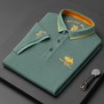 thumbnail image 4 of Camiseta de manga corta para hombre, Polo bordado, camiseta informal con cuello, 4 of 4