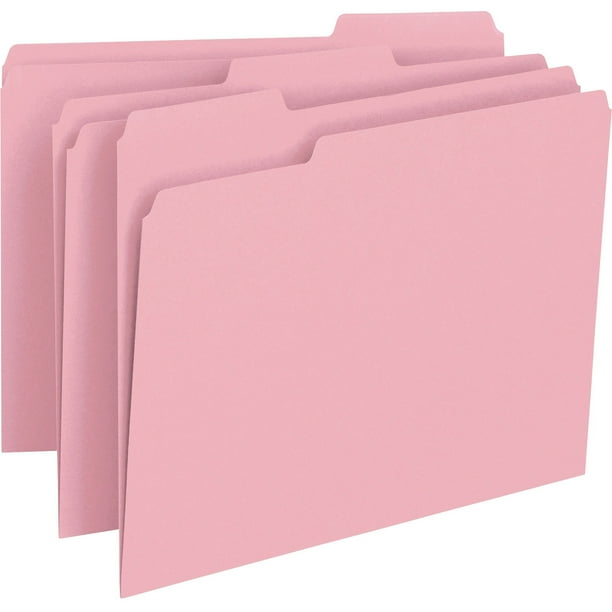 Smead Colored File Folders 1/3Cut Tabs Pink 100/BX Letter (12643