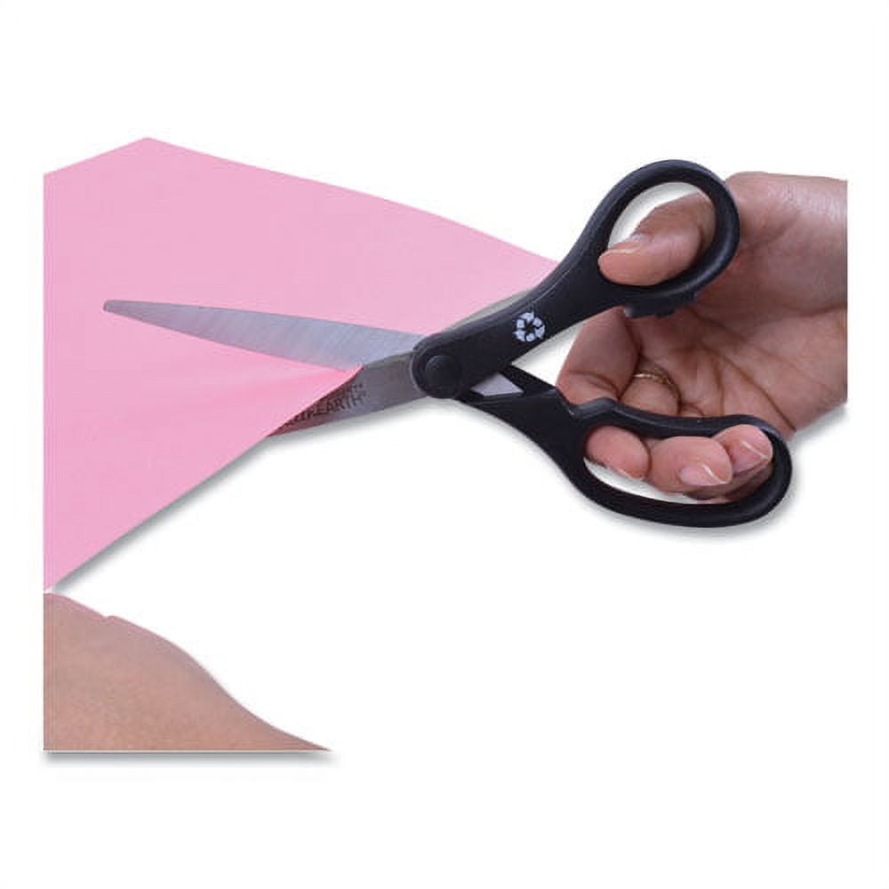 Kleenearth Basic Plastic Handle Scissors, 8" Long, 3.25" Cut Length, Black Straight Handle | Bundle of 10 Each