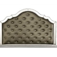 thumbnail image 3 of Benjara Mila Queen Bed- Carved Button Tufted Faux Leather- Mirrored- Silver, 3 of 6