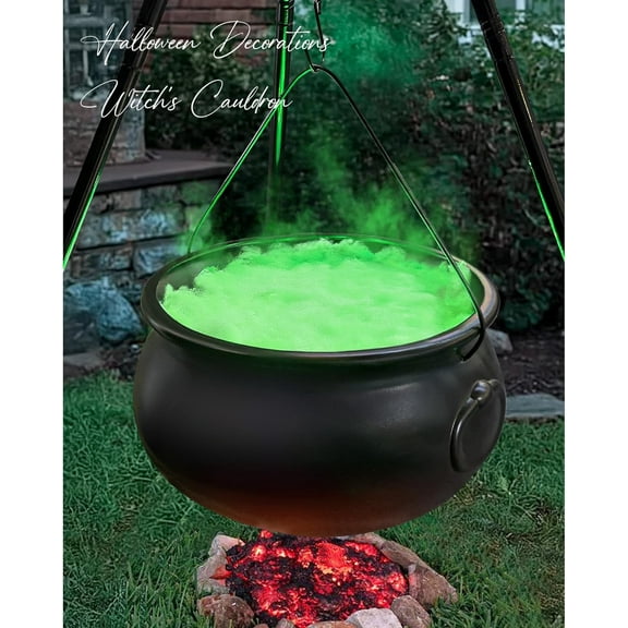 Halloween Decorations - Large Witches Cauldron on 54" Tripod with Lights - Black Plastic Bowl Decor - Hocus Pocus Candy Bucket Decoration for Indoor Outdoor Home Room Porch Yard Lawn Party Outside