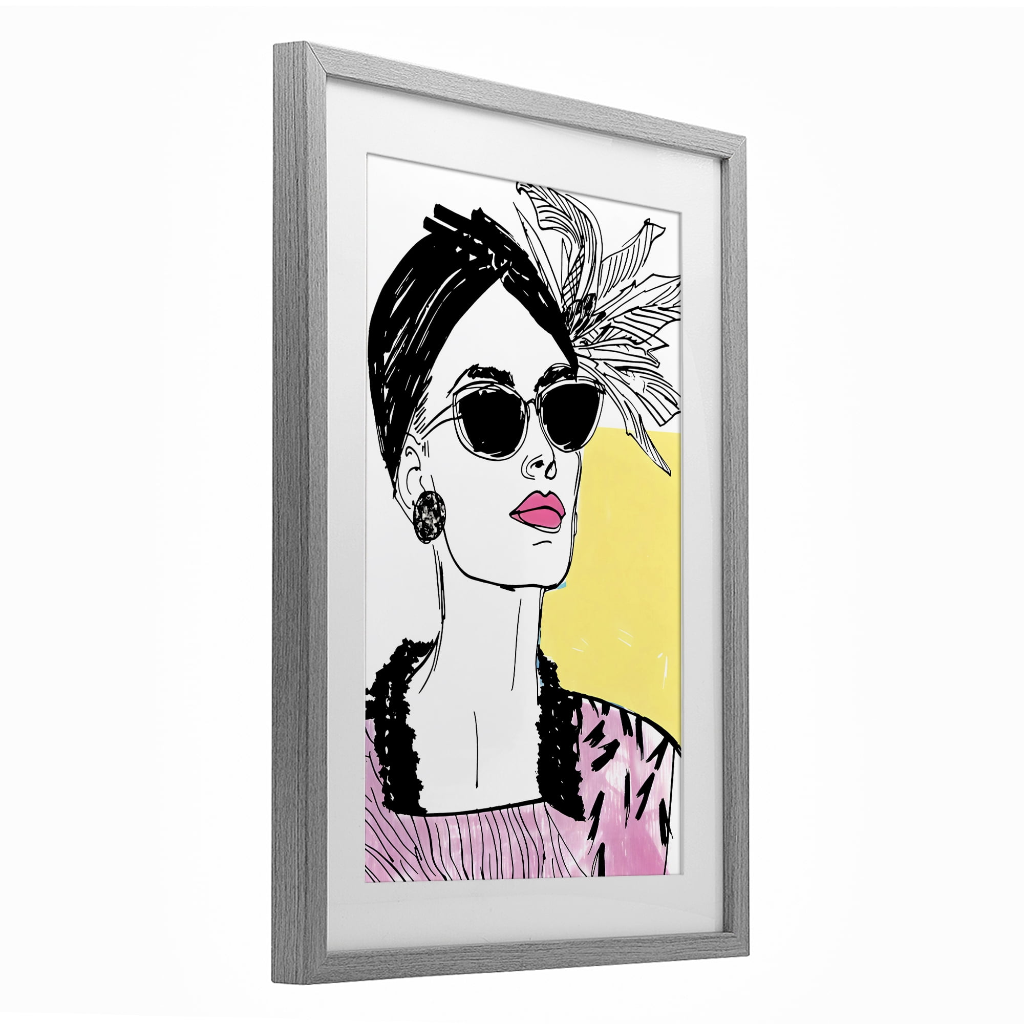 Stupell Industries The Rebel Muse Portrait Gray Framed Print Under Glass, design by Andrea Haase