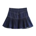 thumbnail image 3 of HH TRAF Falda corta plisada ancha de verano para mujer, falda vaquera de estilo callejero con bolsillos y botones de cintura alta a la moda para mujer, 3 of 4