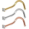 thumbnail image 1 of Briana Williams 20G Nose Rings Surgical Steel Clear CZ Nose Screw Stud Rings Piercing Jewelry, 1 of 1