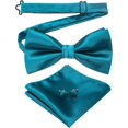 thumbnail image 1 of SURJDE Mens Solid Color Pre-tied Bow Tie and Pocket Square Cufflink Set, 1 of 5