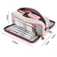 thumbnail image 2 of Estuche grande para lápices de gran capacidad, 3 compartimentos, bolsa de lona para lápices para adolescentes, niños, niñas y estudiantes de la escuela, 2 of 7
