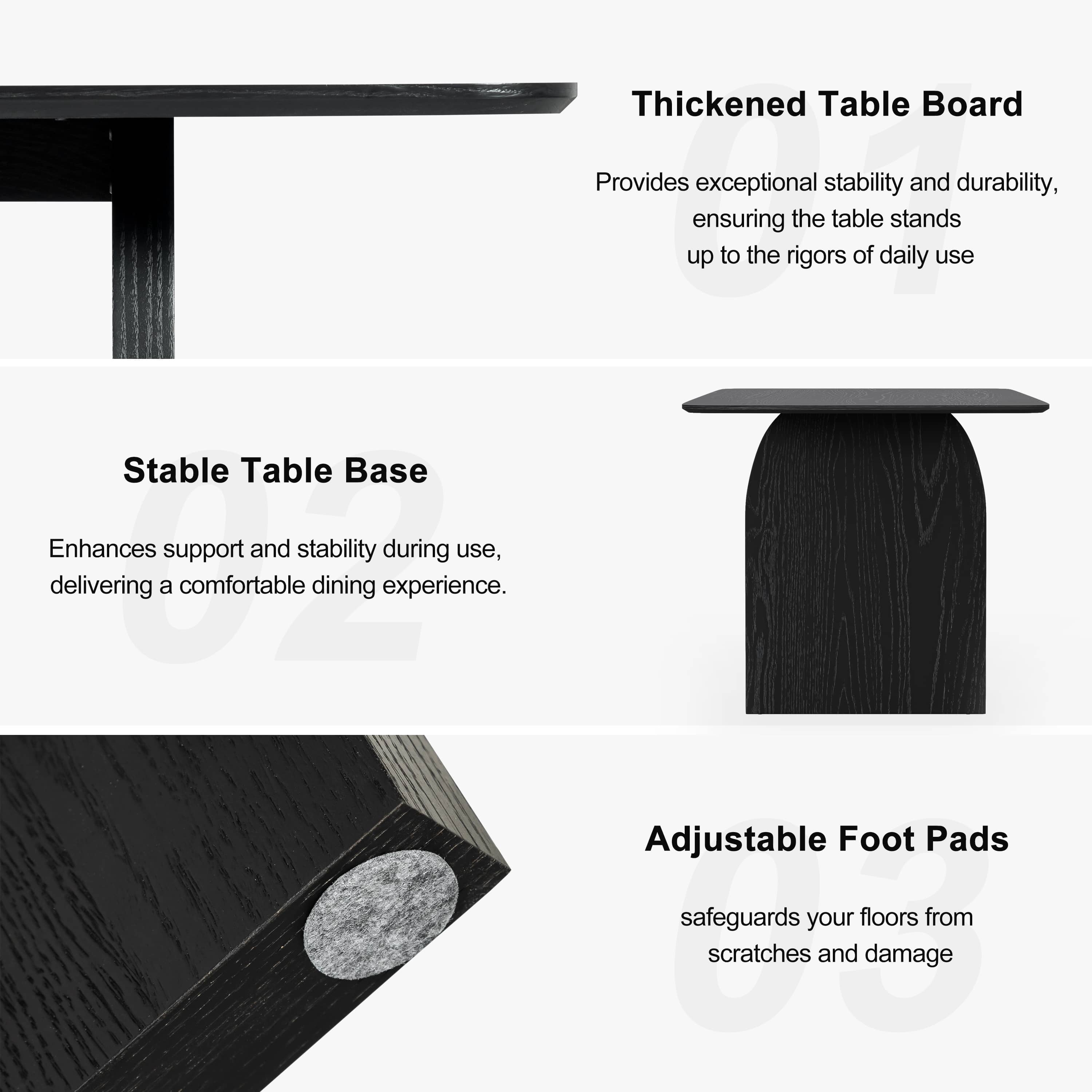 MAYEERTY 67" Rectangular Dining Table for 6, Black