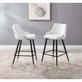 thumbnail image 2 of Bar Stool Chair Barstool, Set of 2, Velvet, White, Modern Contemporary Urban Design, Bar Pub Cafe Bistro Hotel Restaurant Hospitality, 2 of 9
