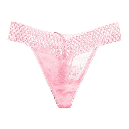 Icvfdpl Women S Underwear Lace Seamless Adjustable Low Waist Thin See Through Mesh Thong Comfortable Skin-Friendly Panties For Women Pink One Size