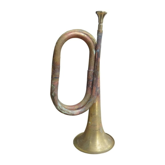 Scout Bugle Marching Bugle Instrumento musical con boquilla 12.60 pulgadas Trompeta de caballería Soplando Bugle para banda escolar Adultos