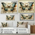 thumbnail image 4 of Designart "Blue Beige Butterfly Intricate Patterns" Animals Floater Framed Canvas Wall Art, 4 of 7