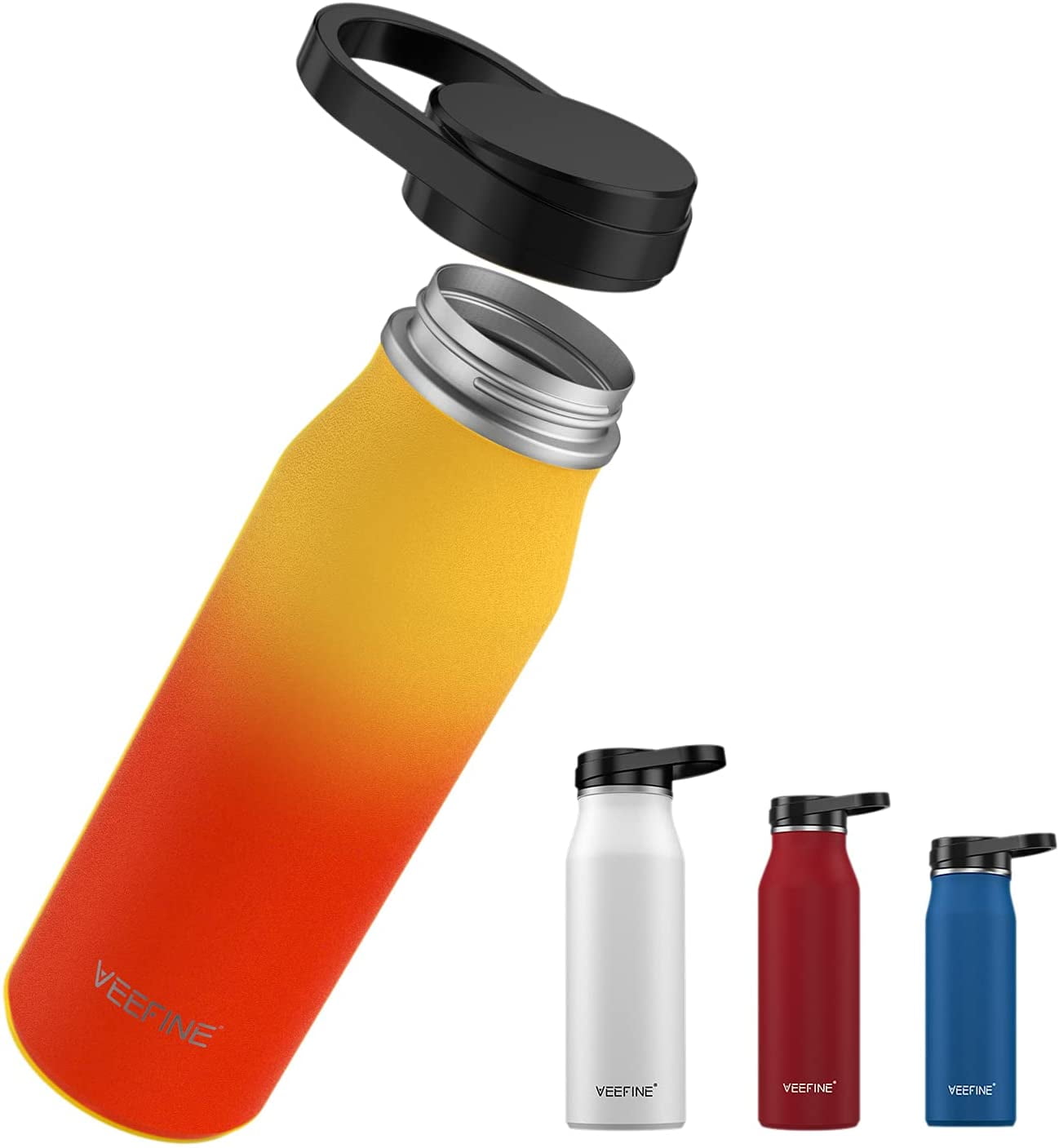 VeeFine Insulated Water Bottle Stainless Steel Water Bottles BPA-Free Dishwasher Safe 20/32/40oz Wide Mouth Lid Eco-Friendly Thermos for Hiking Camping and Travel