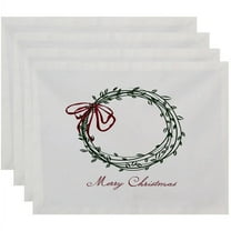 Simply Daisy 18" x 14" Merry Wishes Word Print Placemats, Set of 4