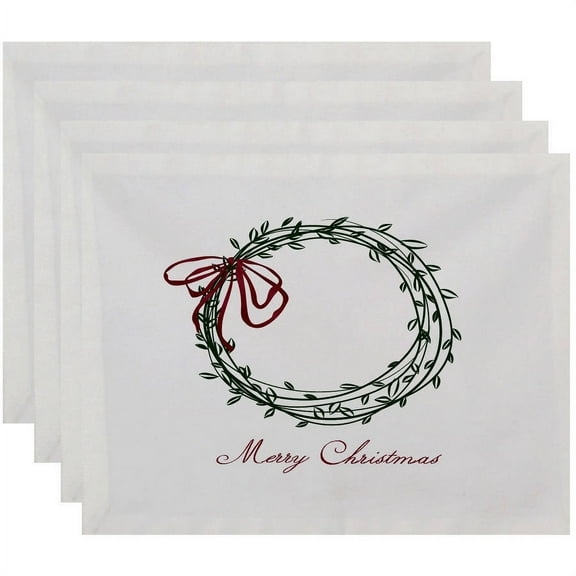 Simply Daisy 18" x 14" Merry Wishes Word Print Placemats, Set of 4