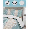 thumbnail image 4 of Quilts Twin Size Bedding Set, Coastal Sea Turtle Lightweight Quilted Comforter, Summer Coral Ocean Vintage Wood Soft Reversible Bedspread Coverlet with Pillow Covers for All Season, 68" x 86", 4 of 7