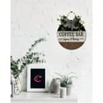 thumbnail image 3 of Coffee Bar Open Sign Front Door Porch Decorations, Round Rustic Wood Hanging Sign for Farmhouse Porch Outdoor Home Holiday Front Door Sign Decor, 3 of 10