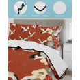 thumbnail image 4 of Quilts Twin Size Bedding Set, Japanese Style Lightweight Quilted Comforter, Red Farmhouse Botanical Peony Birds Soft Reversible Bedspread Coverlet with Pillow Covers for All Season, 68" x 86", 4 of 7