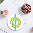 thumbnail image 4 of POGLIP Summer Fresh Lemon Wreath Blue Stripes Set of 8 Round Coaster for Drinks, Absorbent Ceramic Stone Coasters Cup Mat with Cork Base for Home Kitchen Room Coffee Table Bar Decor, 4 of 5