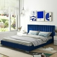 thumbnail image 4 of Costway Upholstered Bed Frame Full Size Modern Platform Bed with Vertical Channel Headboard No Box Spring Needed Navy, 4 of 9