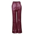 thumbnail image 5 of Stylish Women's Fashion Leather Wide Leg Flared Pants with Button Pockets for Trendy Winter Outfits, 5 of 7