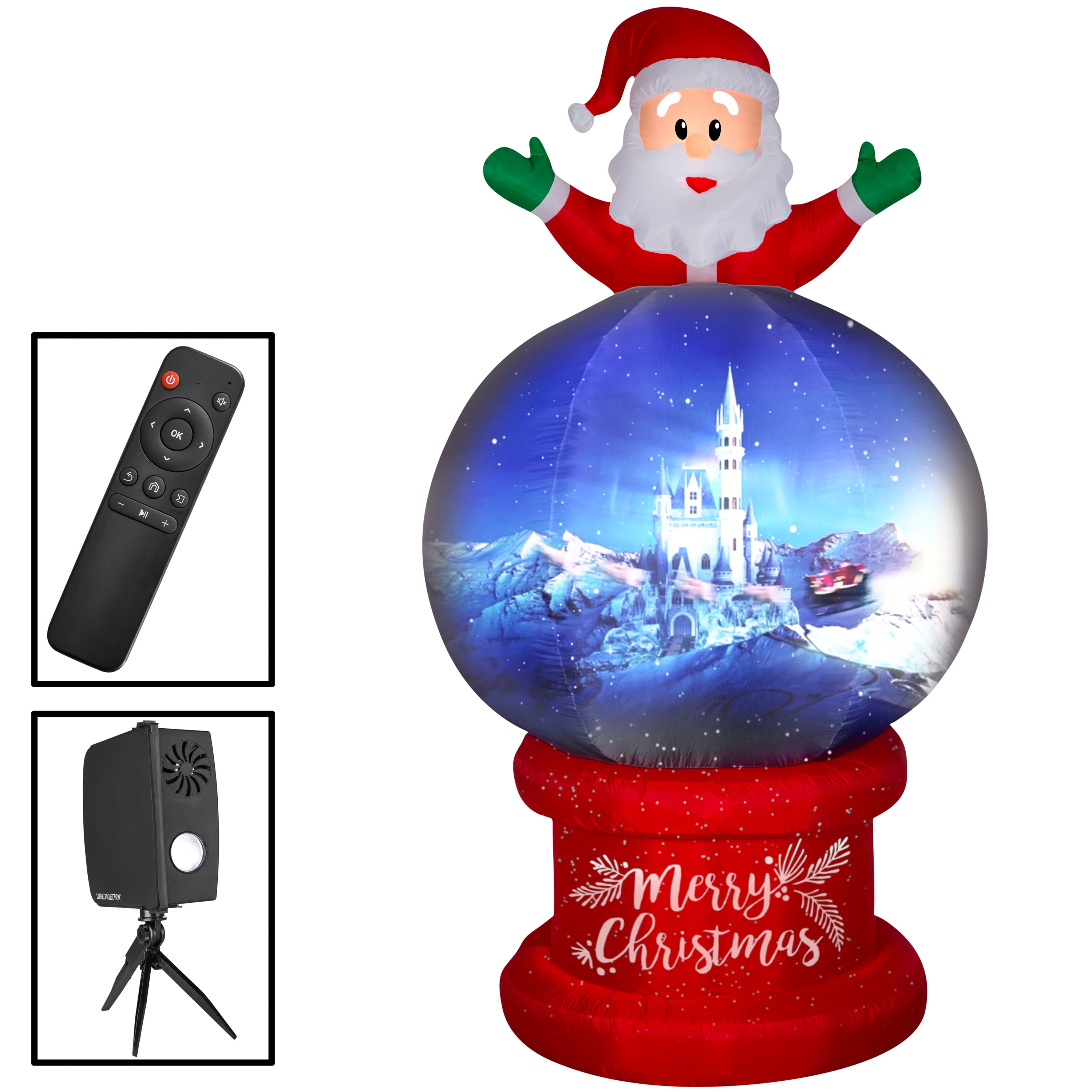Gemmy Living Projection Christmas Airblown Inflatable Santa on Globe