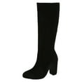 thumbnail image 5 of Rokment High Heels Knee High Dress Boots for Women Ladies Fashion Solid Color Suede Pointed Toe Pumps Heeled Mid Calf Tall Boots Black Size 6.5, 5 of 6