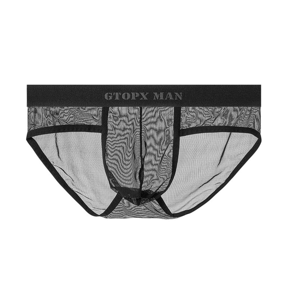 Fule Sexy Mens Ice Silk Sheer Briefs Underwear Underpants Mesh Bulge Pouch Panties