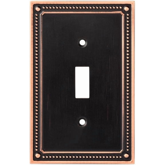 Classic Beaded (1-Pack) Decorative Light Switch Cover Bronze w/Copper HighDecorative Lights 2-Gang Wall Plate Double Switch/Toggle Plate Covers