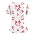 thumbnail image 4 of WonderWiz Christmas Scrub Tops Women Plus Size Scrub Shirt Nurse Uniforms Xmas Print Tunic Tops with Pockets Vermilion XXL, 4 of 5