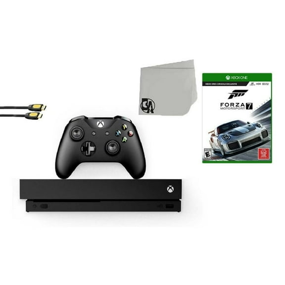 Pre-Owned Microsoft Xbox One X 1TB Gaming Console Black with Forza Motorsport 7 BOLT AXTION Bundle