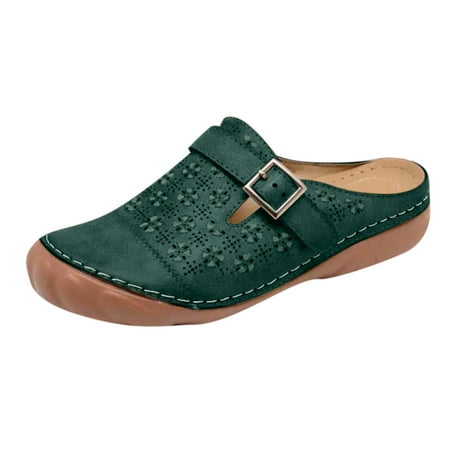 

Pgeraug womens slippers Fashionable Large Size Hollow Breathable And Comfortable Slope With Sandals mens slippers Green 38