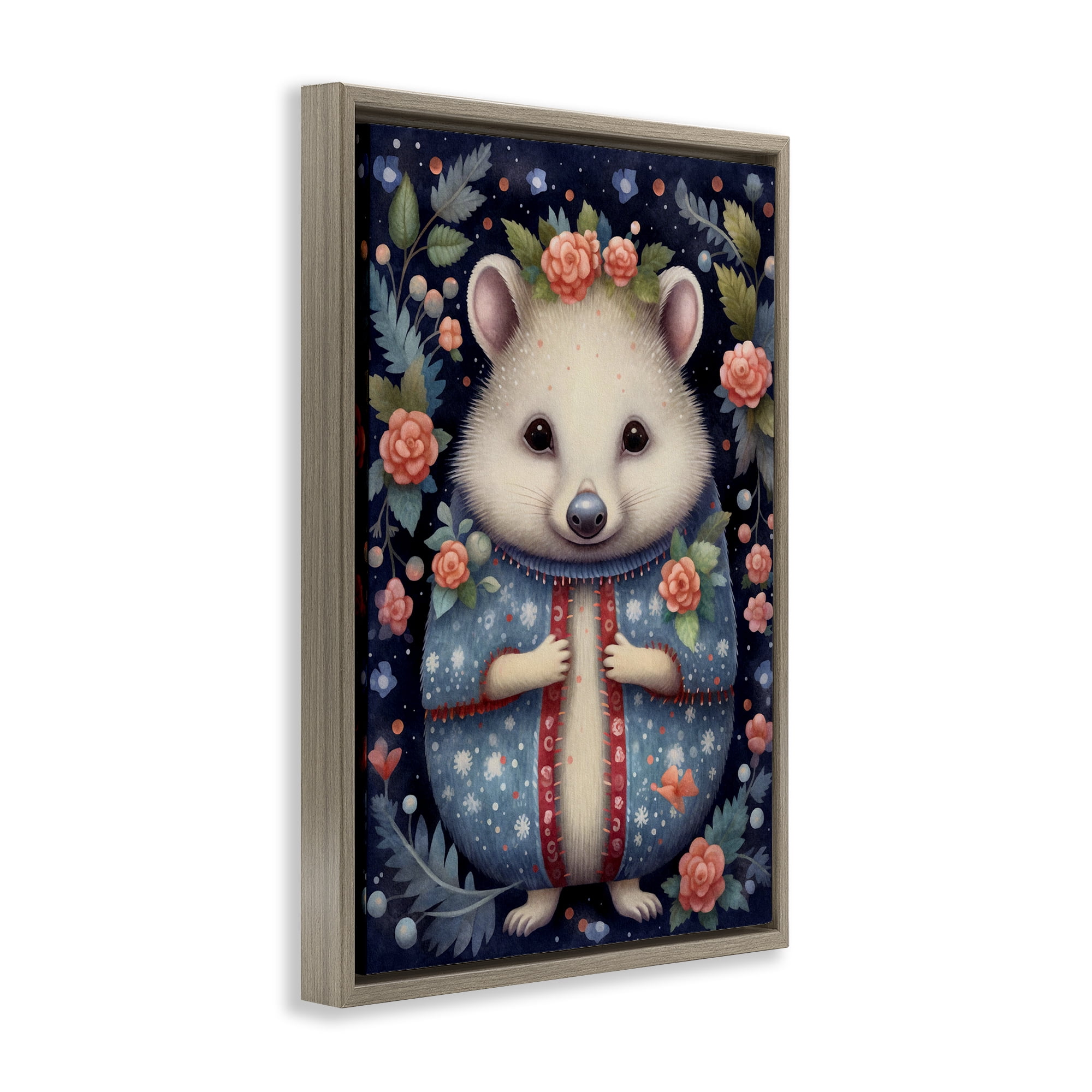 Stupell Industries Woodland Pattern Hedgehog Animals & Insects Painting Brown Floater Framed Art Print Wall Art, 17 x 25