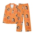 thumbnail image 5 of HXWCHs Photo Face Pajama Set Women's Custom Loungewear Long Sleeve Sleepwear Comfortable Nightwear XXL Orange, 5 of 6