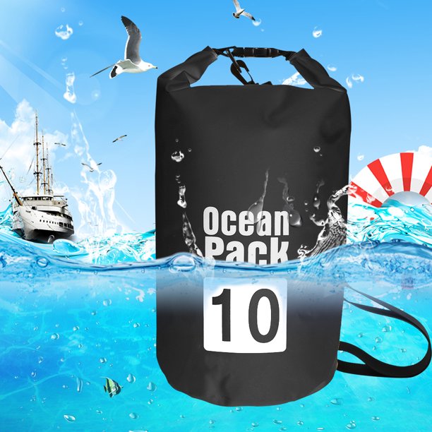 Bolsa De Natación Saco Natación Impermeable Dry Saco 3/5/10L Cubo Rafting Saco (10L ) Negro