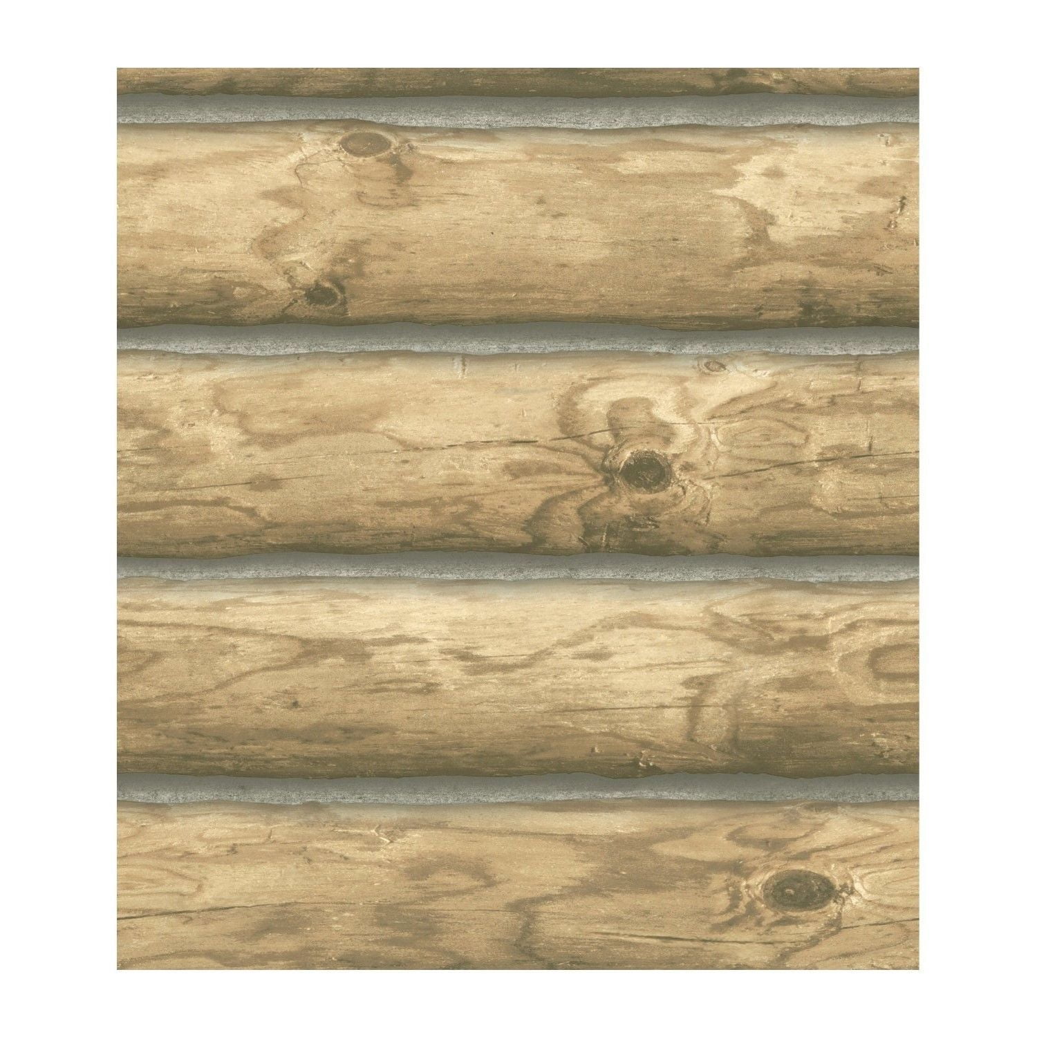Light Brown Rustic Cabin Lodge Log Wallpaper CH7977 Prepasted Double Roll Bolt Priced per 60 sq.ft Roll
