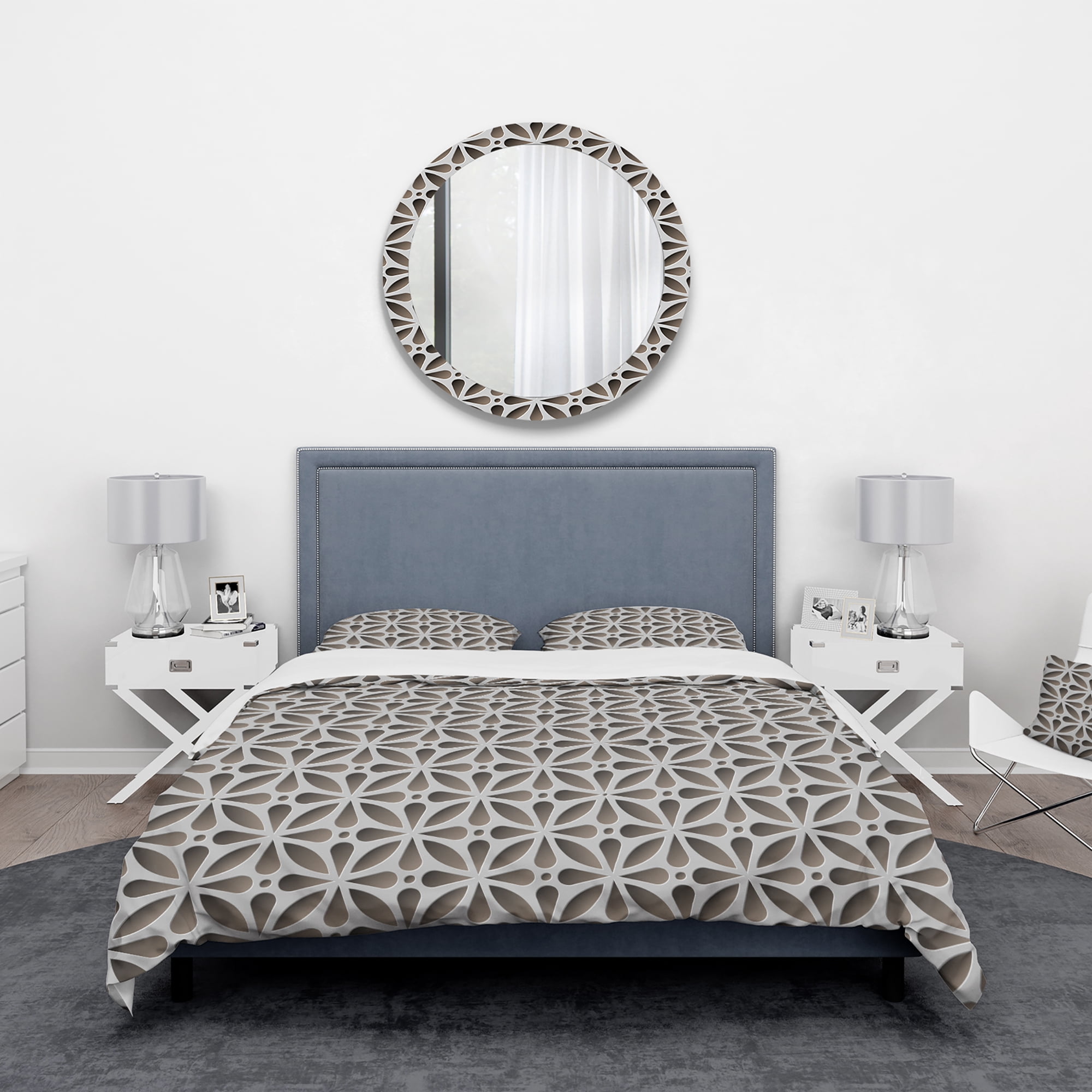 Designart 'Grey Abstract Pattern' Scandinavian Duvet Cover Set