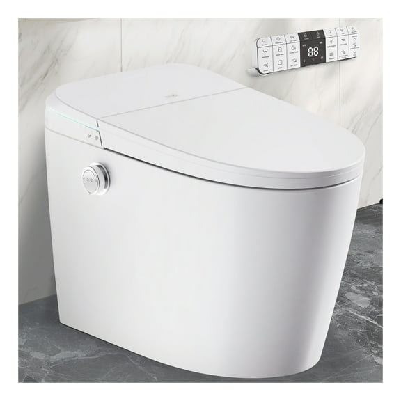 ENVO Dia Series 1.28 GPF 1-piece Auto Open Smart Bidet Toilet in White with Dual Flush, Heated Seat, and Foot Sensor