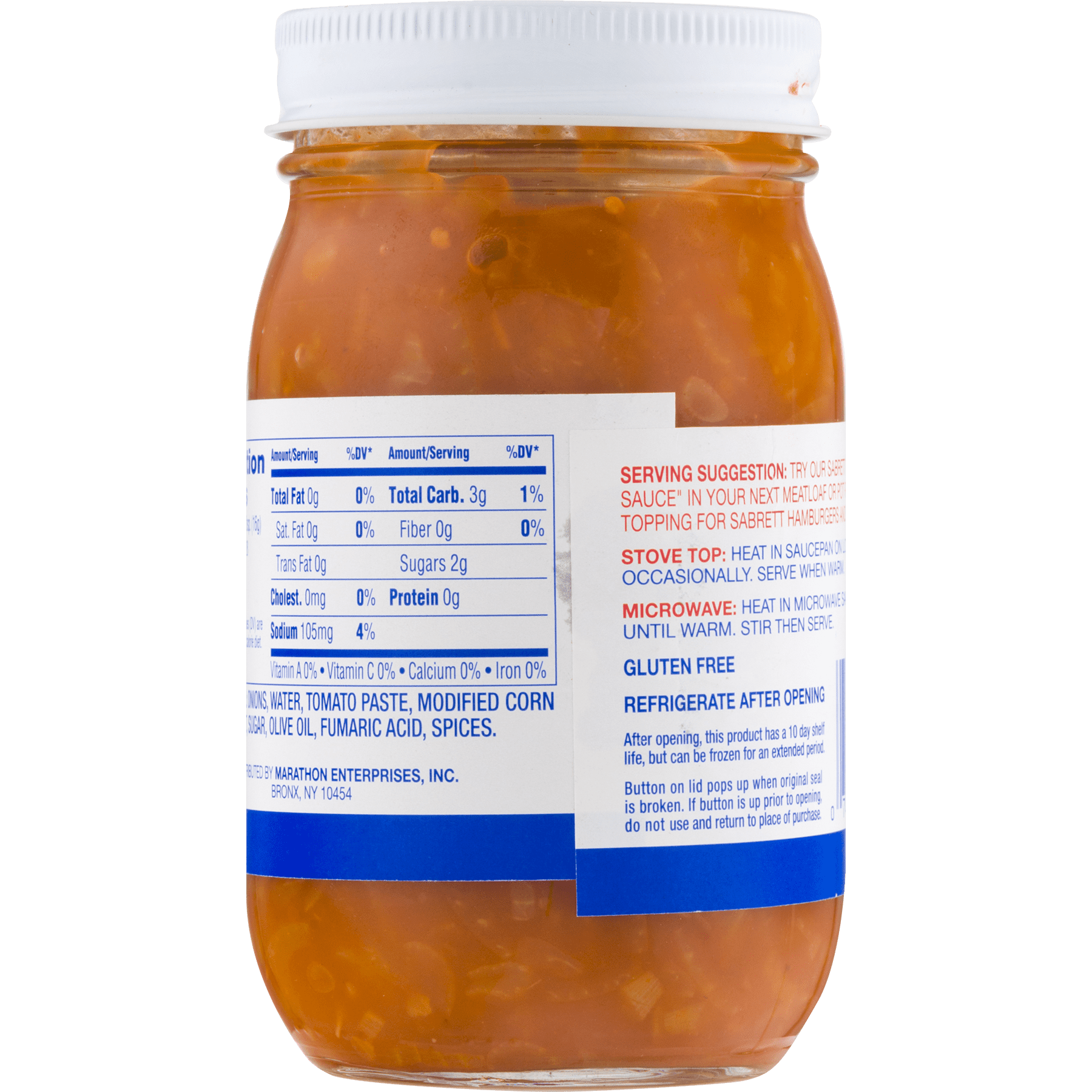 Sabrett Pushcart Style Onions in Sauce, 16 oz Jar, Refrigerated